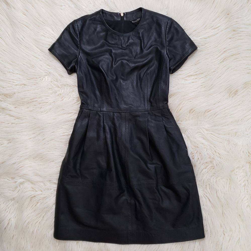 Massimo Dutti Leather Mini Dress sz. Xs